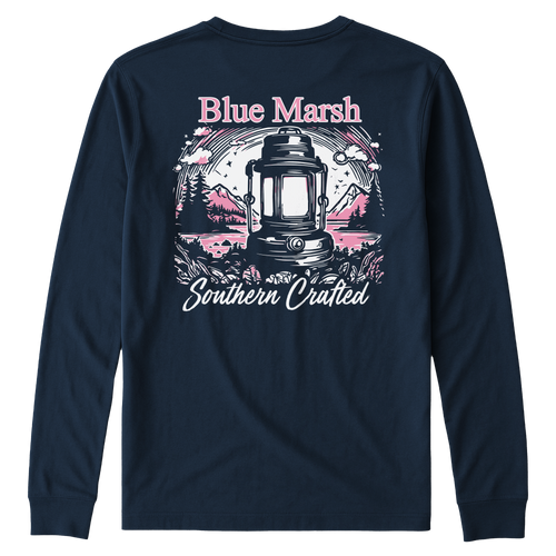Navy Southern Nights, Mountain Lights Long Sleeve Tee